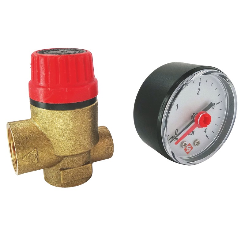 Valve With Gauge for Boiler/Dia (1/2 ") F/F