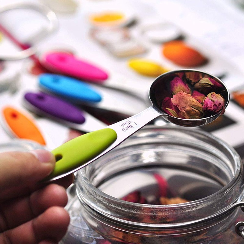 Fsdifly-Stainless Steel Measuring Spoons 5 Piece Stackable Set - Measuring