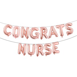 Congrats Nurse Balloons Multicolor - 16 Inch | Nurse Graduation Decorations Class of 2023 | Nurse Balloons for Nursing Graduation Party Supplies | Congrats Nurse for Nurse Party Decorations (CONGRATS NURSE Rose Gold)