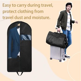 43" Garment Bags for Travel,Garment Bags for Hanging Clothes,Transparent Window,Card Bag,Metal Zipper, Dustproof and Moisture-proof,Large Capacity Design, Suitable for Suits, Sweaters, Dance Costumes