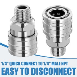 JOEJET 1/4" Pressure Washer Fittings-Stainless Steel Pressure Washer Adapter-1/4" Quick Connect Socket to 1/4" Male NPT Power Washer Coupler-5000 PSI