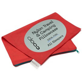 Coop Home Goods Nylon Camping and Travel Pillow Cover, Waterproof Camping Pillow Protector, Zippered Cover, Washable Travel Pillowcase (Red)