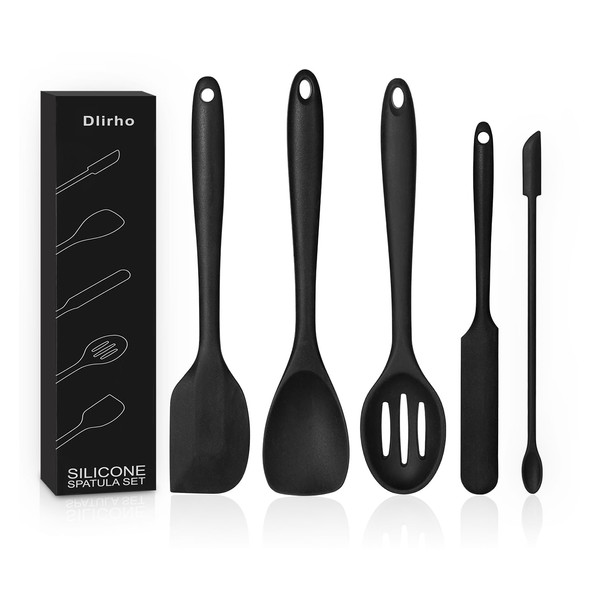Silicone Spatula Set, 5 Piece Food Grade Rubber Spatula, Mixing