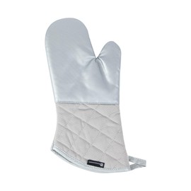 Restaurantware 15 x 7 Inch Oven Mitt 1 Heat-Resistant Oven Mitten - Ergonomic Grip Professional Grade Silver Fiberglass Kitchen Mitten For Handling Hot Trays Dishes Pots or Pans Durable