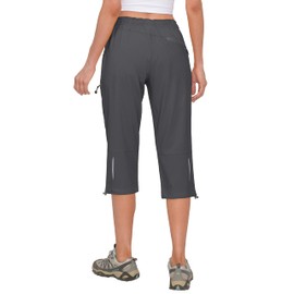 Little Donkey Andy Women's Quick Dry 3/4 Pants Capri Shorts Lightweight Hiking Travel Casual Steel Gray XL