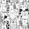 Mangoloo Black and White Cat Wallpaper Peel and Stick Funky