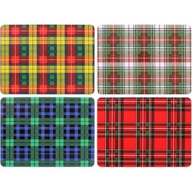 The Leonardo Collection Tartan Table Place Mats Set of 4 | Non Slip Washable Table Mats For Dining | Easy to Clean and Mantain Table Mats | Set of 4 Printed Designer Placemats
