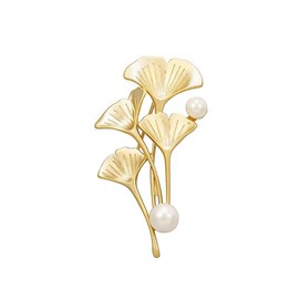 LISADORE Metal Ginkgo Leaves Lapel Brooch Pearl Leaf Brooch Gold Plant Leaf Corsage Vintage Brooch Creative Pearl Bouquet Corsage Brooch Suitable for Wedding Banquet Party