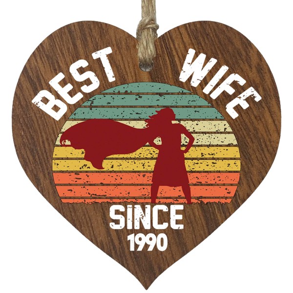 35th Wedding Anniversary Wooden Heart Plaque - Best Wife Since