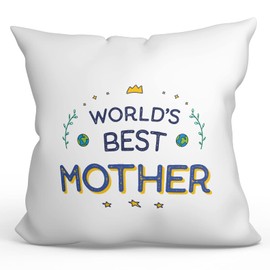 MUGFFINS MOTHER/MUM Cushion Padding included - in English - World's Best - Funny gift - Pillow: cover and filling 15.7x15.7 inches