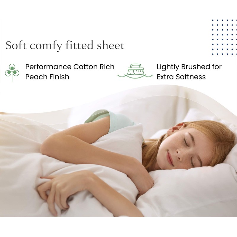 Softest Cotton Rich Fitted Sheet Super King Size, Lightweight 180