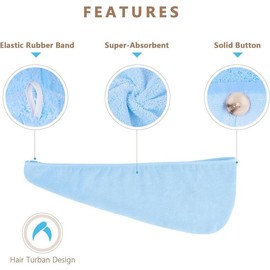 Microfiber Hair Towel Wrap 5 Pack - Super Absorbent Quick Dry for All Hair Types, Anti Frizz Hair Accessory for Women - Color: Multicolor, Item Package: 5