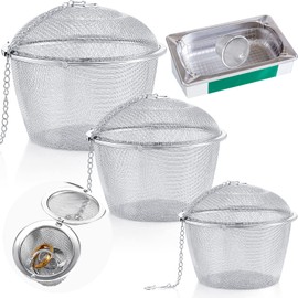 Honeydak 3 Jewelry Cleaner Baskets Jewelry Steam Cleaner Basket Stainless Steel Basket for Small Part and Cleaner Solution with Lock and Hook (1.7,2.5,4.3 Inch)