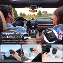 RFUNGUANGO Kompatibel mit AirPods 2 Hülle,Kompatibel mit MagSafe-Aufladung, automatisches Aufklappen mit Sicherheitsverriegelungsclip,mit Handyhalterfunktion,Schwarz