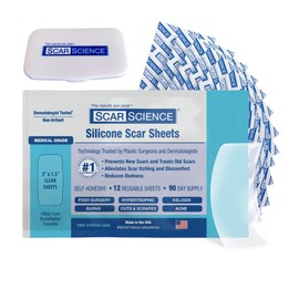 Advanced Medical Grade Silicone Scar Patches, 12 Reusable 3" Water-Resistant Silicone Scar Strips for Newly Healed Wounds and Older Scars - Breathable Silicone Gel Sheets for Scars w/Case