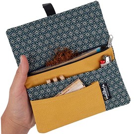 Tabaktasche aus Bio-Baumwolle - Tabakbeutel mit Filterfach, Bl√§ttchen & Feuerzeug MAKI