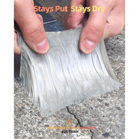 AUDTMWH Butyl Rubber Aluminum Foil Tape 2 in x 16.4 Ft (W x L), Super Waterproof Aluminum Butyl Tape, Multi-Use Repair for Boat and Pipe Sealing, Window Sealing