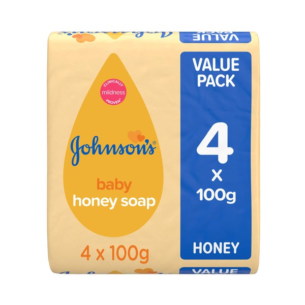 Johnson's Baby Honey Soap 100g 4 pack – Ideal for Babies' Delicate Skin