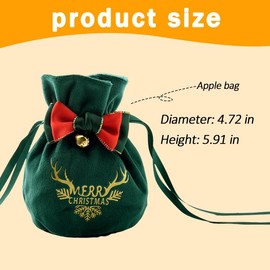 Drawstring Christmas Gift Bags Small Christmas Candy Apple Gift bags for Christmas Party Favors Bags Reindeer Antlers Holiday Gift Bags for Food Christmas Gift Doll Bags with Drawstring Gift Bags