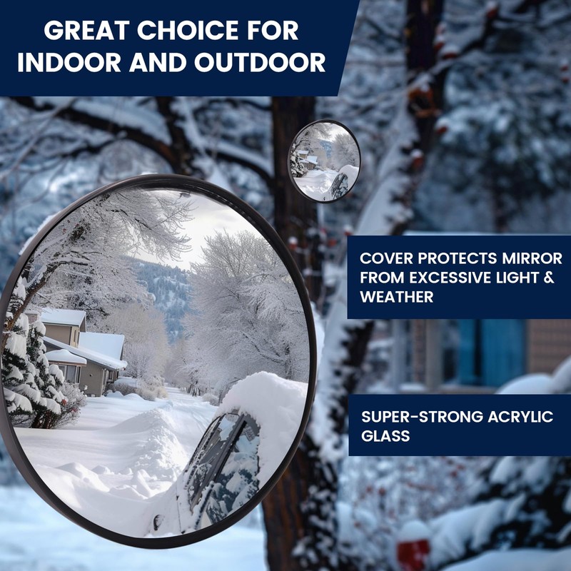 Convex Mirror Outdoor with Adjustable Fixing Bracket,Truck Rearview Mirror, Driveway