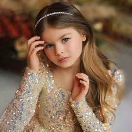 Champagne Long Flower Girl Dress for Wedding Puffy Layers 2024 Birthday Party Dresses Long Sleeves Sequin Princess Birthday Party for Girls Champagne FAY07-7