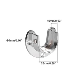 sourcing map 2pcs Zinc Alloy Closet Pole Sockets, Wardrobe Bracket Holder, Shower Curtain Rod Pole End Supports Sockets Flange, 25mm Diameter(U-Shaped)