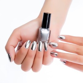 Esmalte de Uñas Efecto Espejo 6ml Gel Plata para Uñas