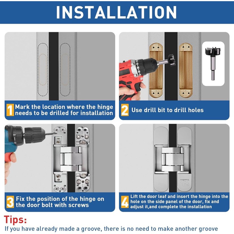 TamBee Outswing Hidden Door Hinges for Secret Door Secret Door
