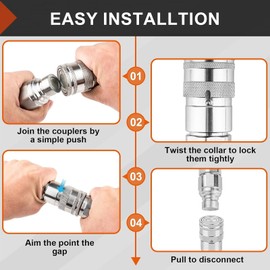 2Pcs 1/4" NPT Flat Face Hydraulic Quick Connect Coupler Set with Dust Caps, Hydraulic Quick Couplers Flat Face Fittings Couplings with Covers for High Pressure Excavator ISO16028