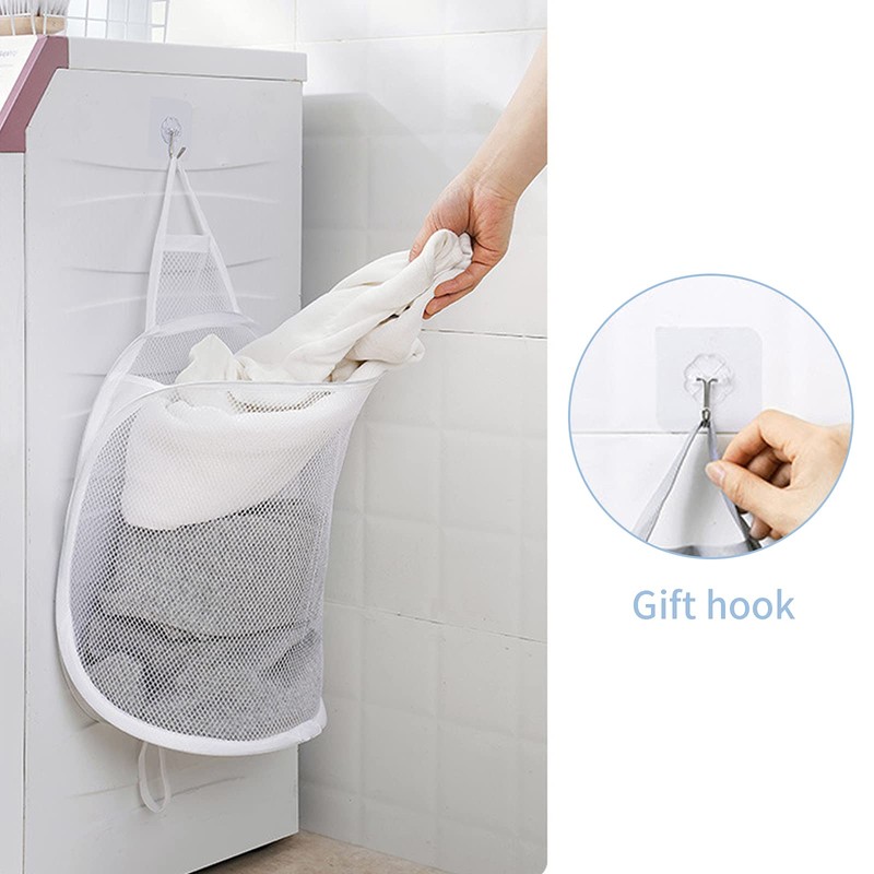 Pop-up Hanging Laundry Hamper Small Mesh Laundry Basket 2 Pack