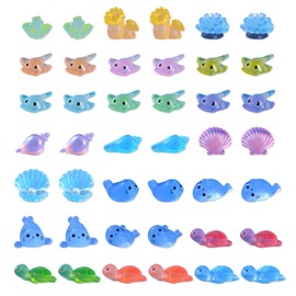 42 Pcs Resin Ocean Animal Figurines, Mini Marine Animal Figurines Ocean Resin Animals, Mini Resin Animals Miniature Marine Animals for Garden Dollhouse Fish Tank Potted Decor