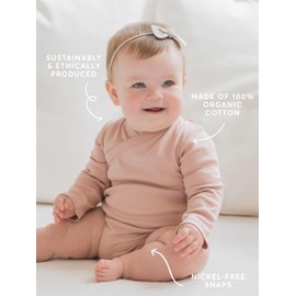 Colored Organics Baby Organic Cotton Kimono Bodysuit - Long Sleeve Infant Side Snap One Piece, Thyme Green, Newborn