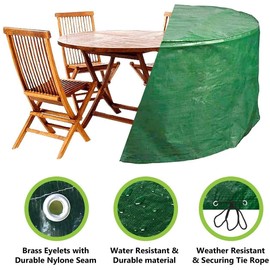 ADEPTNA Heavy Duty LARGE Round Patio Furniture Table Chairs Cover – Protects your Table and Chairs All Year Round from the Weather Dirt and Grime (140CM X 94CM)