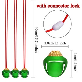 URATOT 24 Pieces Christmas Jingle Bell Necklaces Christmas Decoration Bell Necklaces with Connect Ribbons for Christmas Holiday Gift Supplies