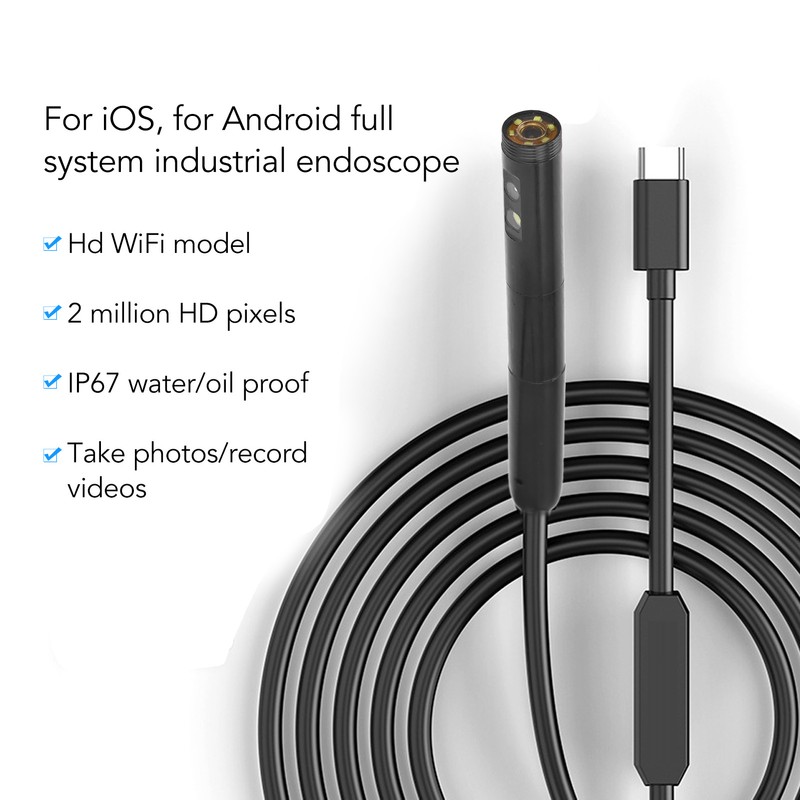 Endoscope Camera IP67 Waterproof Industrial Borescope Inspection Snake Cam for