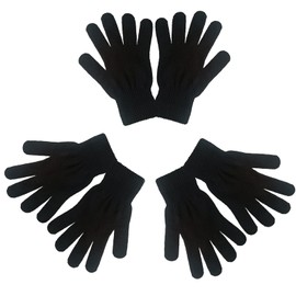 VABX-Purple 3 Pairs Magic Gloves Black Warm Light Gloves Winter Fall Knitted Gloves for Unisex Kids Boys Girls Cold Weather Warm Gloves (Small)