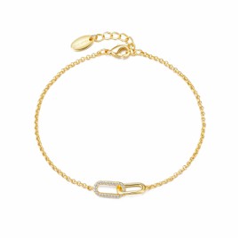 Philip Jones Gold Plated Paperclip Link Bracelet Created with Zircondia® Crystals