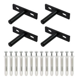Antrader Black Floating Shelf Bracket,4Pcs 2 Inch Hidden Shelf Brackets Blind Shelf Bracket Hidden Brackets for Floating Wood Shelves,Screws and Wall Plugs Included
