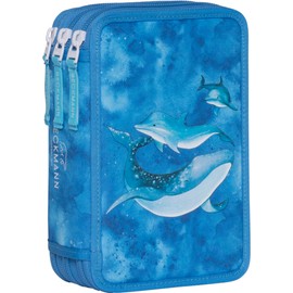 Beckmann, Ocean 3 Compartment Pencil Case with Contents Pencil Case Pencil Case Primary School 1st Grade Blue