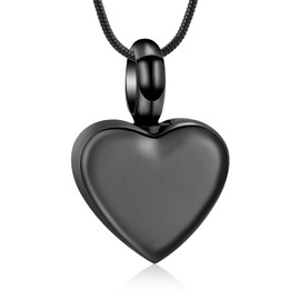 Cremation Jewelry Small Heart Urn Necklace for Ashes Stainless Steel Ashes Pendant Keepsake for Women Men Memorial (Z-Black)