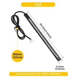 YONGMING 12V Car Led Brake Light Strip Motorcycle Running Tail Stop Turn Signal Flexible Led Light Red and Yellow，Pack of 2