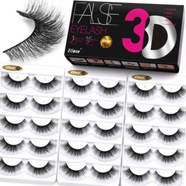 Eliace False Eyelashes Natural look Cat Eye Lashes Wispy Strips 3D Mink Lashes Fake Eyelashes Faux Fluffy,Winged Fox Eyelashes, Soft Thin Band Comfortable Reusable False Lash 13MM,15 Pairs Rosa Style