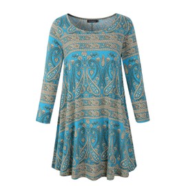 Veranee playera tipo túnica con vuelo, manga 3/4 para mujer, talla grande, 16-7, XXL