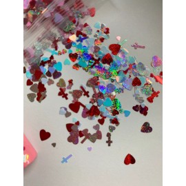 Unbranded Valentines Hearts, Cross Nail Glitter | 1 TSP | Gel Nail Art & Acrylic