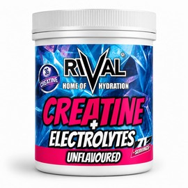 Rival Creatine Monohydrate + Electrolytes Powder 250g (71 Servings) – Micronised Creatine for Strength, Power, Hydration, Performance & Recovery – Unflavoured, Easy‑Mix Supplement