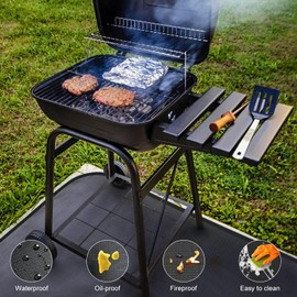 Alckijy Barbecue Mats - Heavy Duty Non-Stick Barbecue Mats for Outdoor Grilling, 32 x 51 inches, Fireproof Mats for Outdoor Grilling, Grass Protection Mats, Fire Pit Mats for Indoor Fireplace Fires