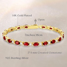 FANCIME Garnet Tennis Bracelet, 14K Gold Plated January Birthstone Tennis Bracelets for Women, Fine Jewellery Mothers Day Christmas Birthday Gift for Women Girls