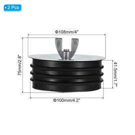 PATIKIL 4 Inch Sewer Cleanout Cap, 2 Pcs Steel Mechanical Test Plug Expansion Pipe Plug Sewer Cleanout Cover Durable Sewer Pipe Plug Fit for Most Pipes Sink Pools, Black