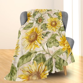 Ti Caldi Beautiful Sunflower Blanket - Ultra Soft, Fluffy, Lightweight Flannel Throw Blankets for Couch, Bed, Travel, Outdoor - Cozy, Fuzzy Home Decor, for Adults Kids Women Girls 60×50 in