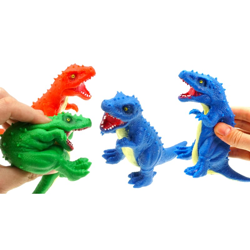JA-RU Stretchy Dinosaur Toy (3 Units) T-Rex Rubber Dino, Super